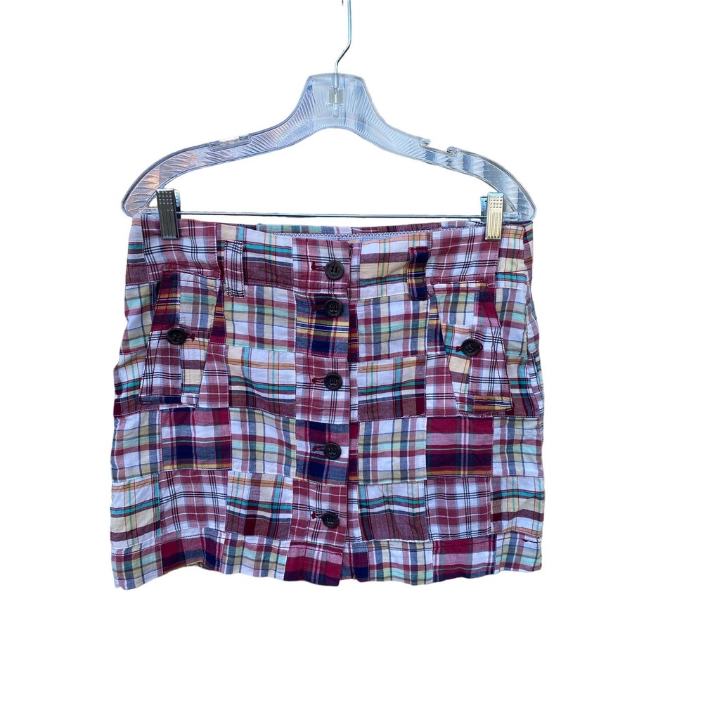 J.Crew Womens Lightweight Plaid Patchwork Mini Skirt, Size 6,  Like New